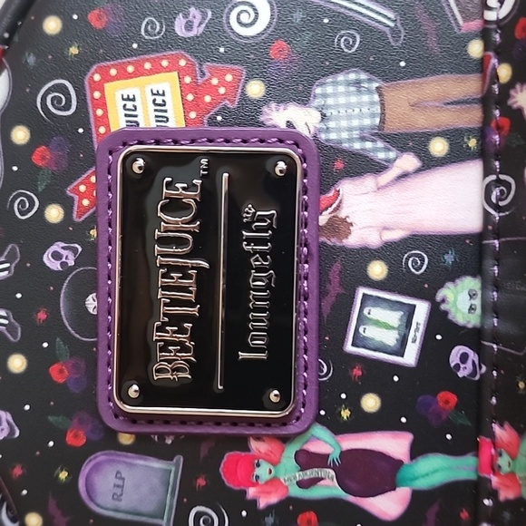 Loungefly Beetlejuice Mini Backpack - Black and Purple